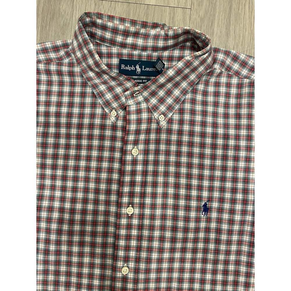Polo Ralph Lauren‎ Shirt Men 2XL XXL Button Up Plaid Vintage VTG Classic Fit EUC